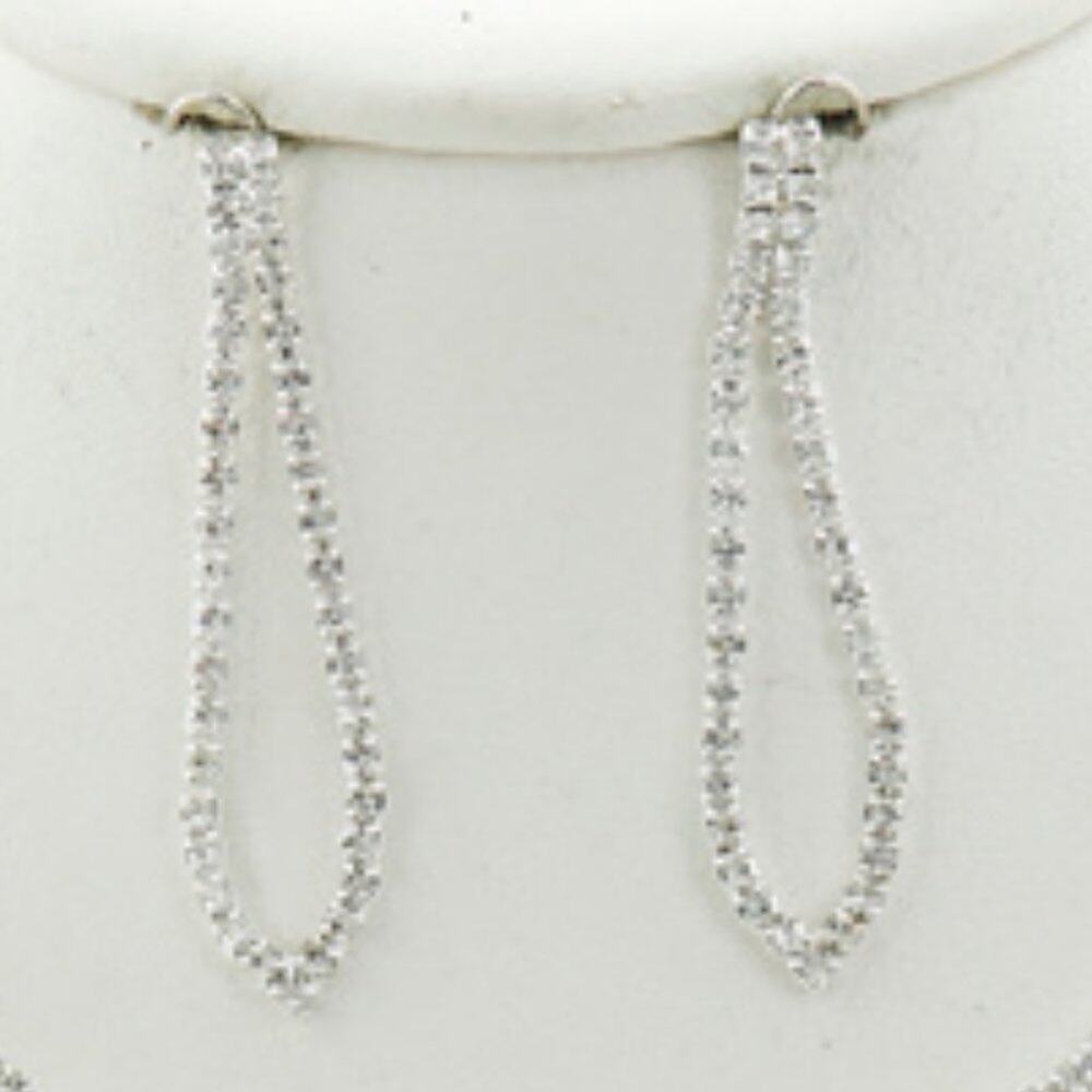 Silver Tone Clear Rhinestone Statement Necklace & Earring Set - Picture 2 of 3